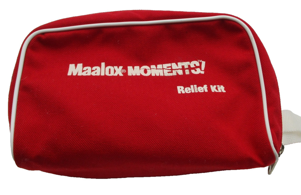 Vintage 1990s Maalox Moments Relief Kit Red Bag Tee Jays Shirt L Single Stitch